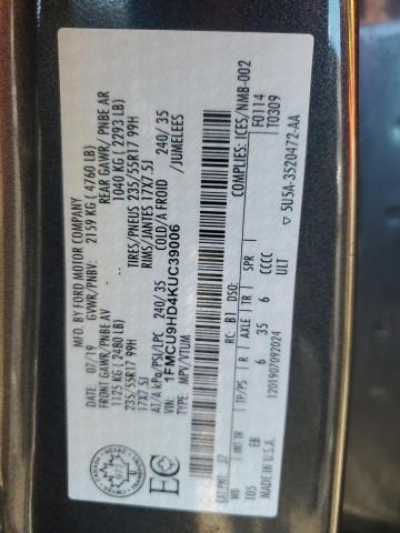 Photo 14 from auction – 2019 FORD ESCAPE SEL with VIN 1FMCU9HD4KUC39006