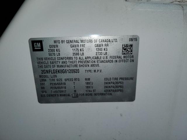 Photo 14 from auction – 2016 CHEVROLET EQUINOX LT with VIN 2GNFLGEK8G6120920