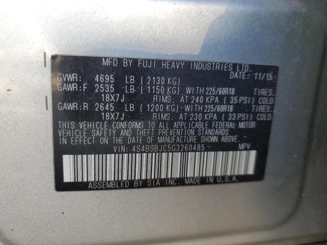 Photo 14 from auction – 2016 SUBARU OUTBACK 2.5I LIMITED with VIN 4S4BSBJC5G3260485