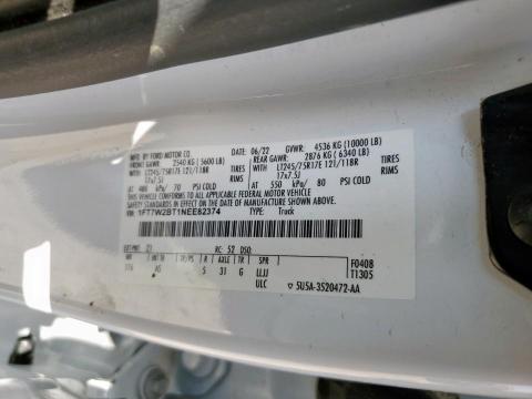 Photo 10 from auction – 2022 FORD F250 SUPER with VIN 1FT7W2BT1NEE82374