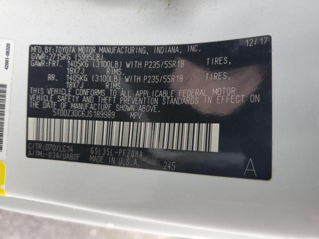 Photo 14 from auction – 2018 TOYOTA SIENNA XLE with VIN 5TDDZ3DC6JS189989