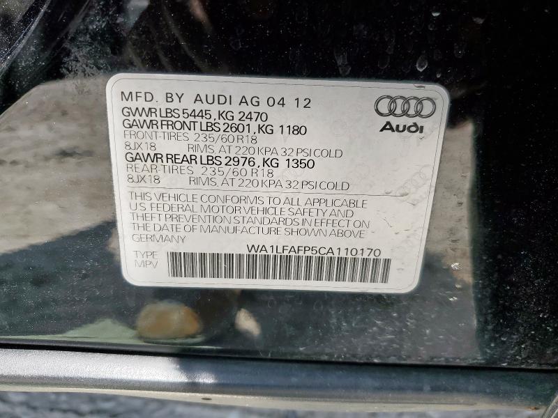 Photo 14 from auction – 2012 AUDI Q5 PREMIUM with VIN WA1LFAFP5CA110170
