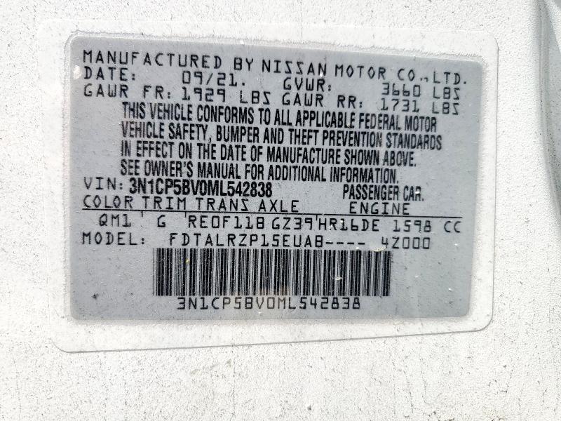 Photo 14 from auction – 2021 NISSAN KICKS S with VIN 3N1CP5BV0ML542838