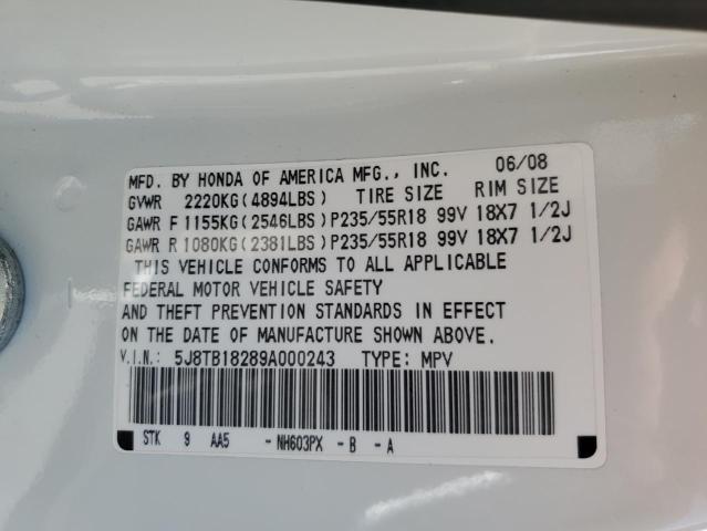 Photo 14 from auction – 2009 ACURA RDX with VIN 5J8TB18289A000243