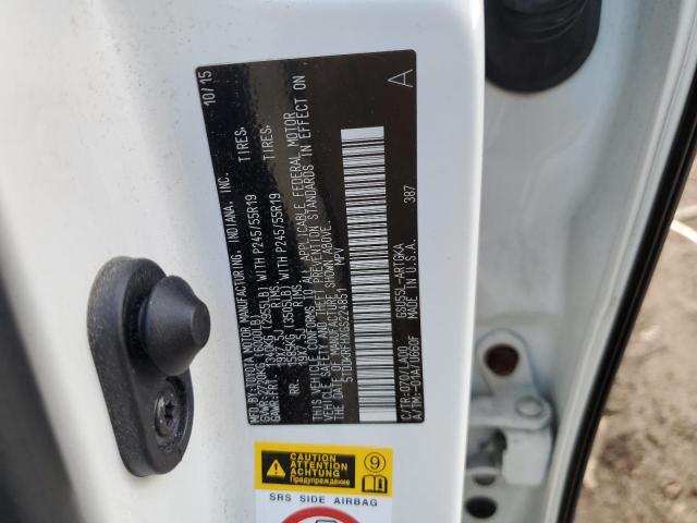 Photo 14 from auction – 2016 TOYOTA HIGHLANDER with VIN 5TDDKRFHXGS224851