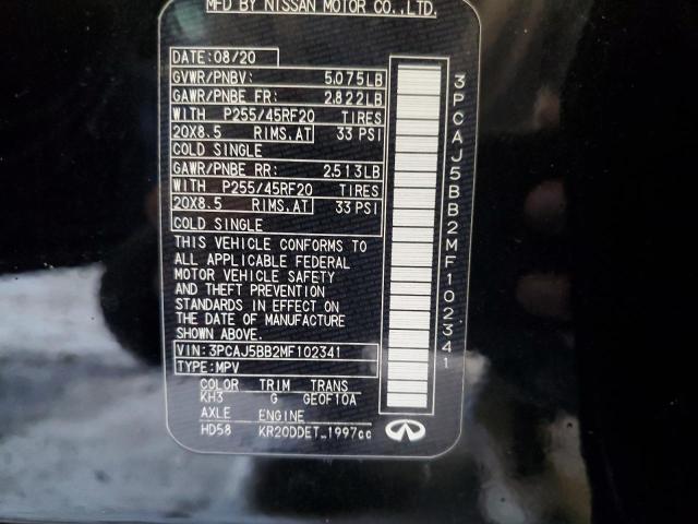 Photo 14 from auction – 2021 INFINITI QX50 LUXE with VIN 3PCAJ5BB2MF102341