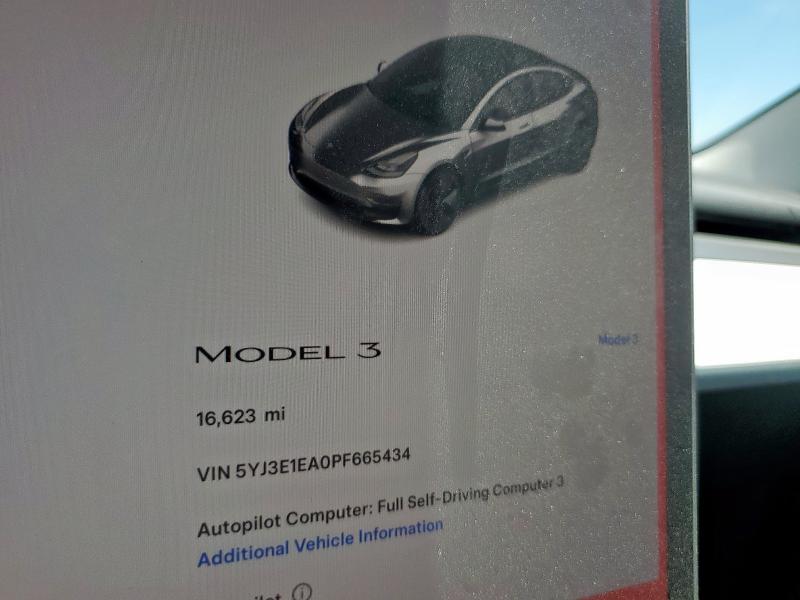 Photo 9 from auction – 2023 TESLA MODEL 3 with VIN 5YJ3E1EA0PF665434
