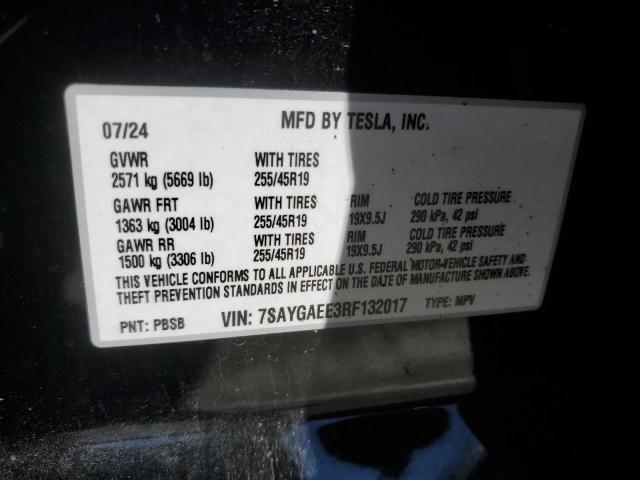 Photo 14 from auction – 2024 TESLA MODEL Y with VIN 7SAYGAEE3RF132017