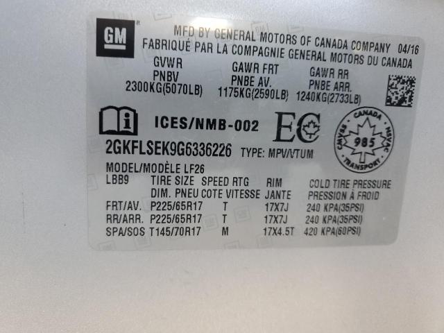 Photo 14 from auction – 2016 GMC TERRAIN SL with VIN 2GKFLSEK9G6336226