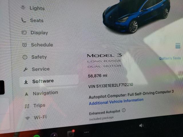 Photo 9 from auction – 2020 TESLA MODEL 3 with VIN 5YJ3E1EB2LF712210
