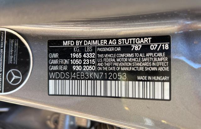 Photo 10 from auction – 2019 MERZ CLA 250 with VIN WDDSJ4EB3KN712053
