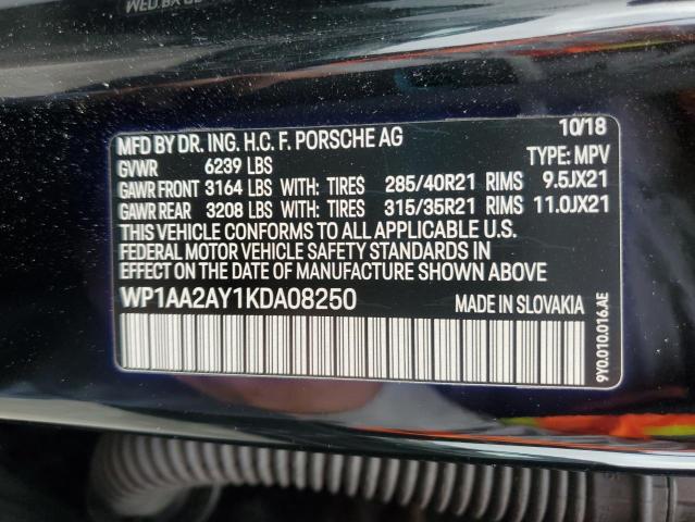 Photo 14 from auction – 2019 PORSCHE CAYENNE with VIN WP1AA2AY1KDA08250