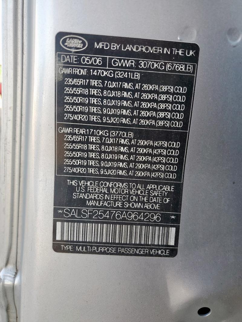 Photo 14 from auction – 2006 LAND ROVER RANGE ROVE with VIN SALSF25476A964296