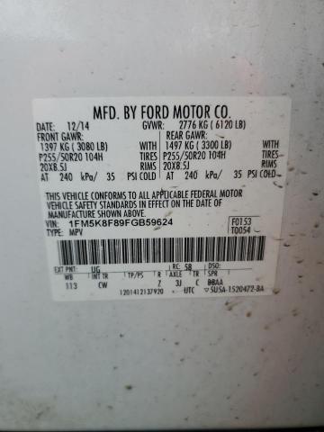 Photo 14 from auction – 2015 FORD EXPLORER L with VIN 1FM5K8F89FGB59624