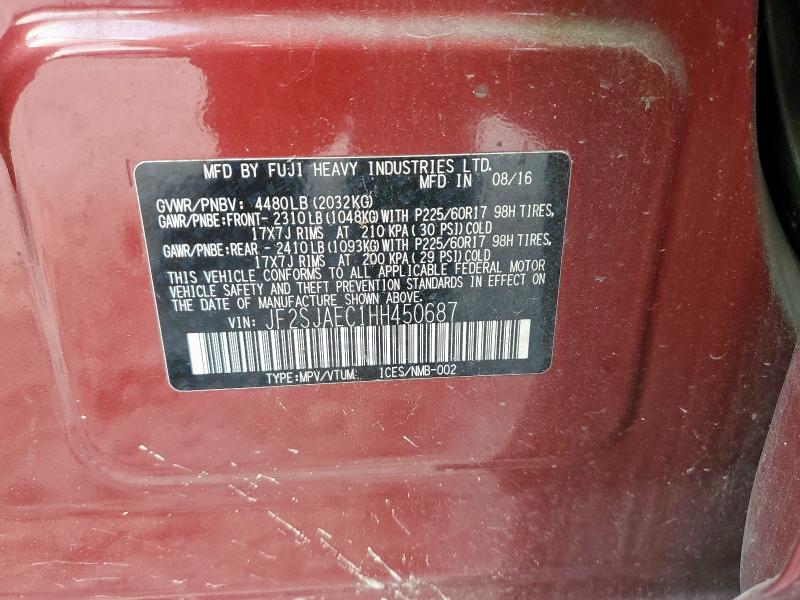 Photo 14 from auction – 2017 SUBARU FORESTER 2 with VIN JF2SJAEC1HH450687