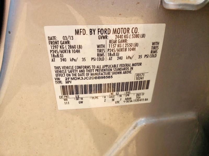 Photo 14 from auction – 2013 FORD EDGE SEL with VIN 2FMDK3JC2DBB98585