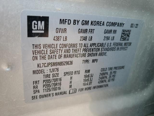 Photo 14 from auction – 2022 CHEVROLET TRAX 1LT with VIN KL7CJPSM9NB529636