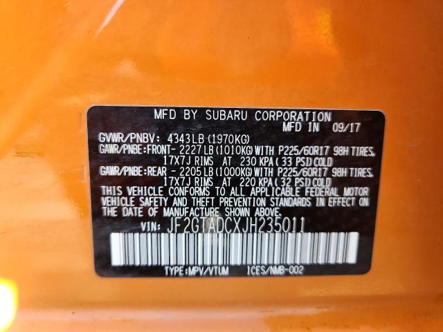 Photo 14 from auction – 2018 SUBARU CROSSTREK with VIN JF2GTADCXJH235011