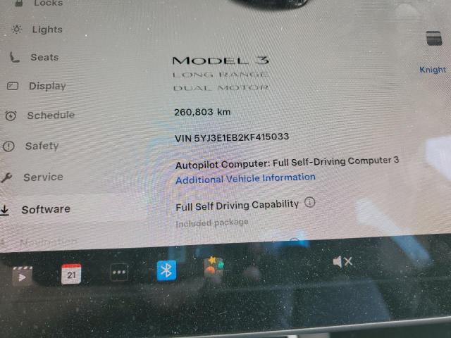 Photo 9 from auction – 2019 TESLA MODEL 3 with VIN 5YJ3E1EB2KF415033
