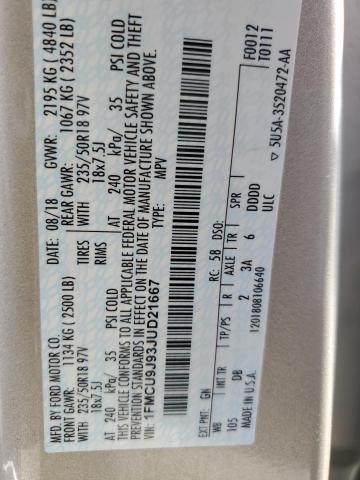 Photo 14 from auction – 2018 FORD ESCAPE TITANIUM with VIN 1FMCU9J93JUD21667