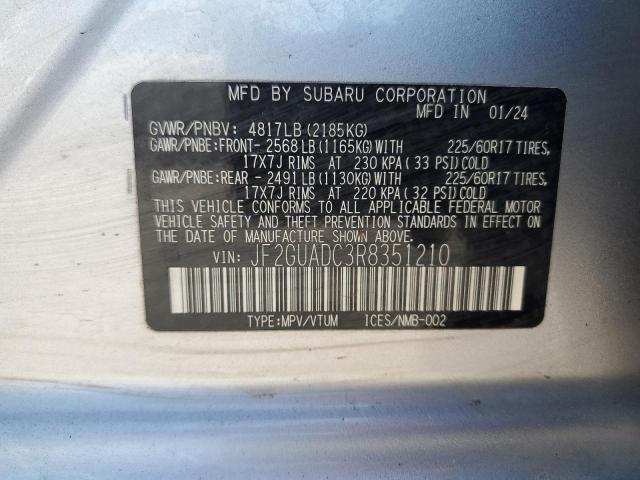 Photo 14 from auction – 2024 SUBARU CROSSTREK with VIN JF2GUADC3R8351210