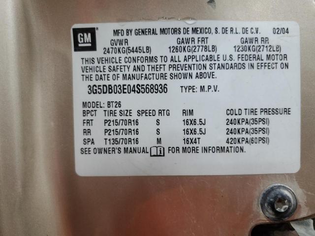 Photo 14 from auction – 2004 BUICK RENDEZVOUS with VIN 3G5DB03E04S568936