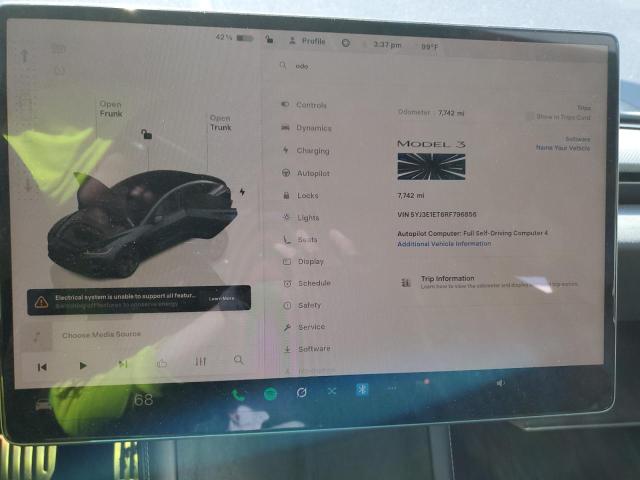 Photo 9 from auction – 2024 TESLA MODEL 3 with VIN 5YJ3E1ET6RF796856