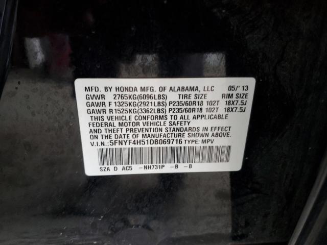 Photo 14 from auction – 2013 HONDA PILOT EXL with VIN 5FNYF4H51DB069716