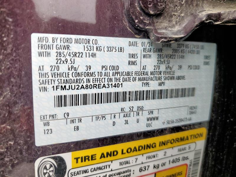 Photo 14 from auction – 2024 FORD EXPEDITION with VIN 1FMJU2A80REA31401