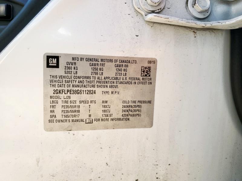 Photo 14 from auction – 2016 GMC TERRAIN SL with VIN 2GKFLPE38G6112824