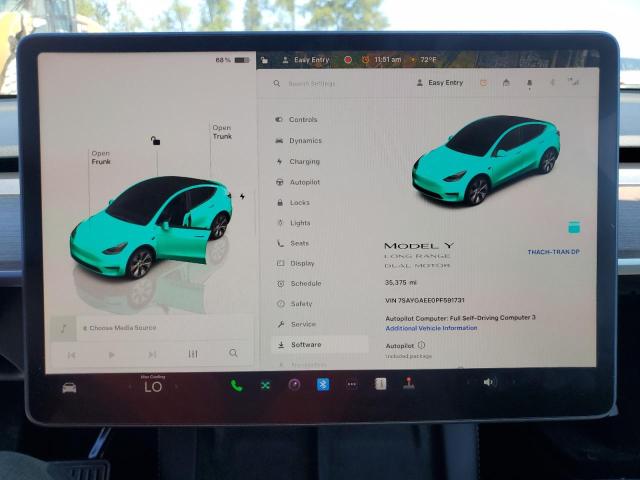 Photo 9 from auction – 2023 TESLA MODEL Y with VIN 7SAYGAEE0PF591731