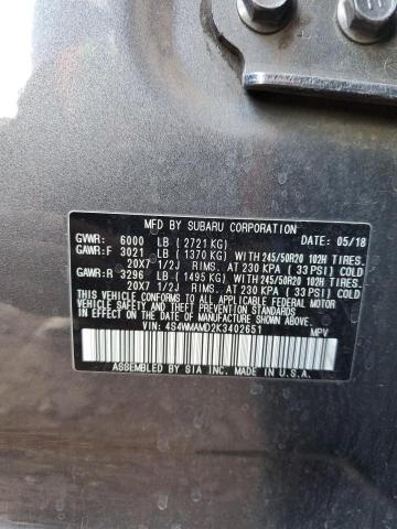 Photo 14 from auction – 2019 SUBARU ASCENT LIM with VIN 4S4WMAMD2K3402651