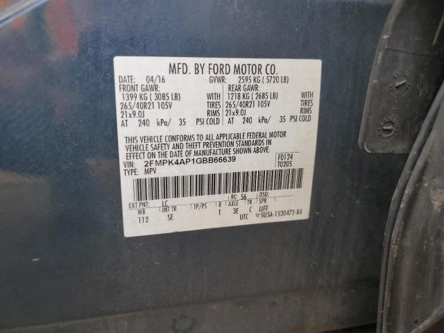 Photo 14 from auction – 2016 FORD EDGE SPORT with VIN 2FMPK4AP1GBB66639