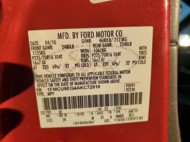 Photo 14 from auction – 2010 FORD ESCAPE LIMITED with VIN 1FMCU9EG4AKC72919
