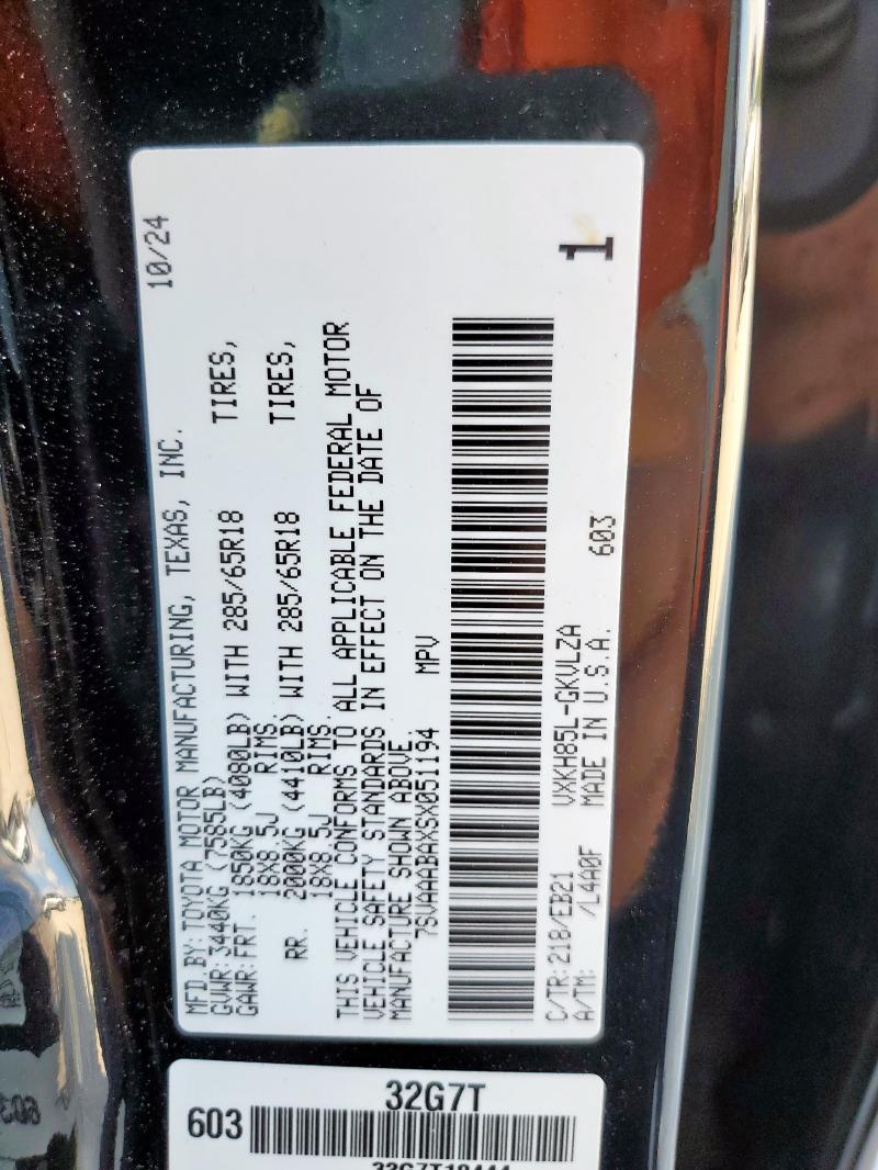 Photo 14 from auction – 2025 TOYOTA SEQUOIA SR with VIN 7SVAAABAXSX051194