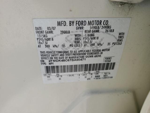 Photo 14 from auction – 2007 FORD EDGE SEL with VIN 2FMDK48C67BA90471
