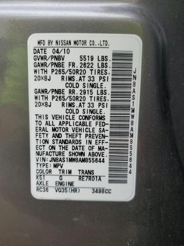 Photo 14 from auction – 2010 INFINITI FX35 with VIN JN8AS1MW8AM855644