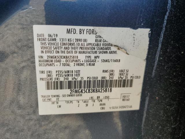 Photo 14 from auction – 2019 FORD FLEX SEL with VIN 2FMGK5C83KBA25818