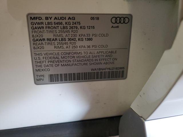 Photo 14 from auction – 2018 AUDI Q5 PREMIUM with VIN WA1BNAFY6J2182865
