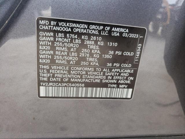 Photo 14 from auction – 2023 VOLKSWAGEN ATLAS SE with VIN 1V2JR2CA3PC540556
