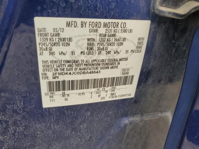 Photo 14 from auction – 2013 FORD EDGE SEL with VIN 2FMDK4JC0DBA48643