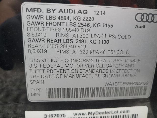 Photo 14 from auction – 2015 AUDI Q3 PREMIUM with VIN WA1EFCFS5FR009466