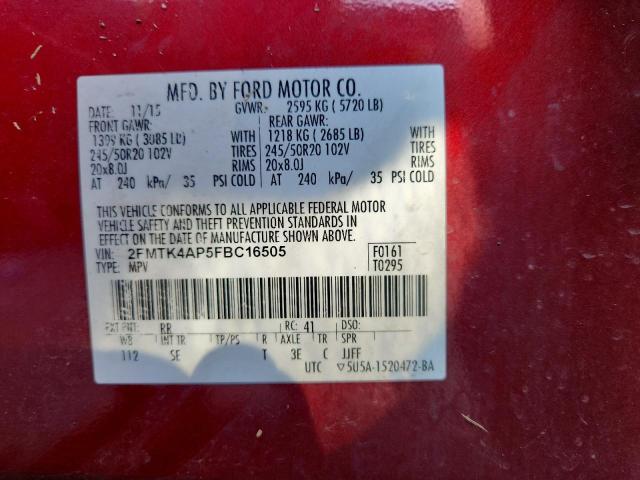 Photo 14 from auction – 2015 FORD EDGE SPORT with VIN 2FMTK4AP5FBC16505