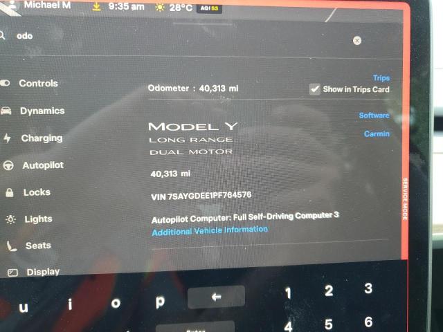 Photo 9 from auction – 2023 TESLA MODEL Y with VIN 7SAYGDEE1PF764576