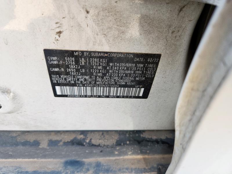 Photo 14 from auction – 2022 SUBARU OUTBACK with VIN 4S4BTGLD0N3214494