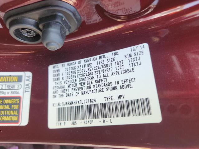 Photo 14 from auction – 2015 HONDA CR-V EX with VIN 5J6RM4H5XFL001824