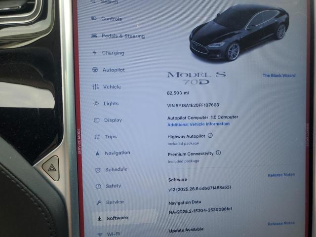 Photo 9 from auction – 2015 TESLA MODEL S with VIN 5YJSA1E20FF107663