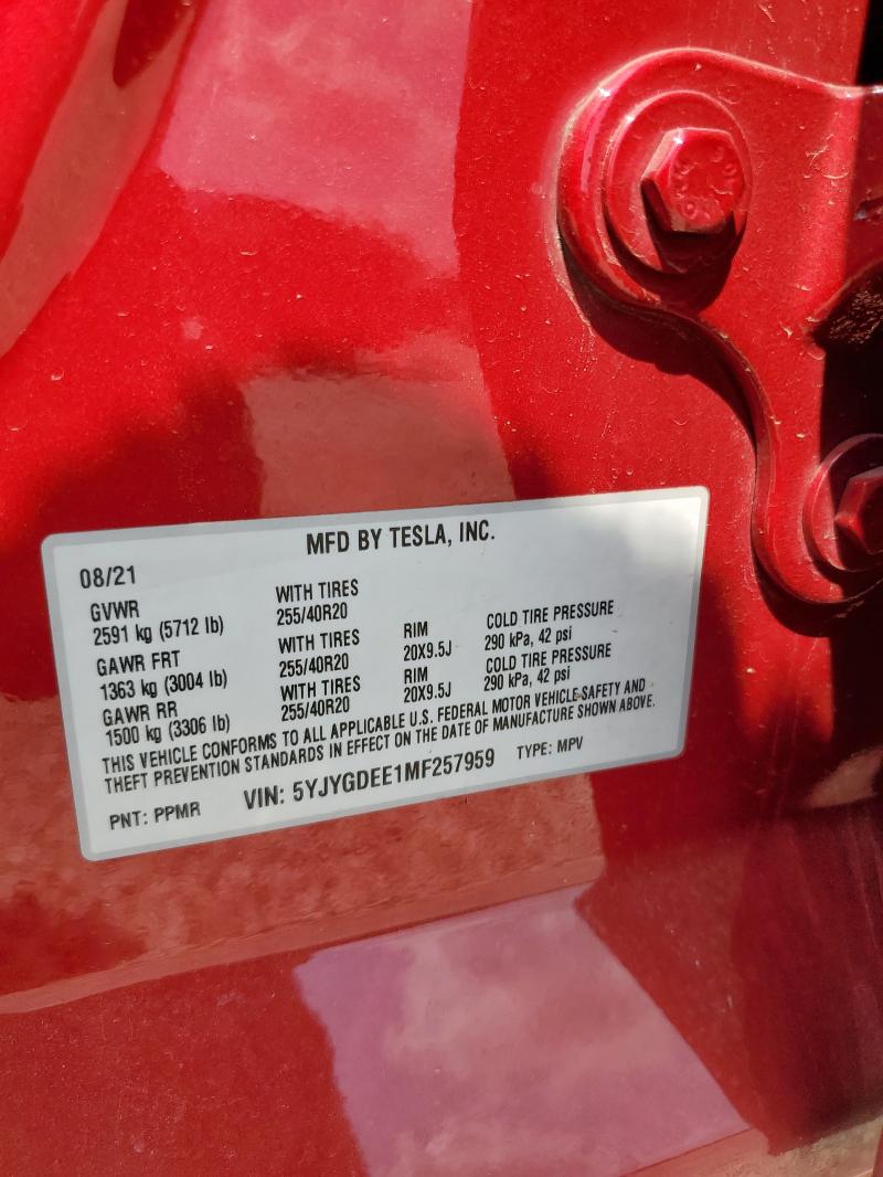 Photo 14 from auction – 2021 TESLA MODEL Y with VIN 5YJYGDEE1MF257959