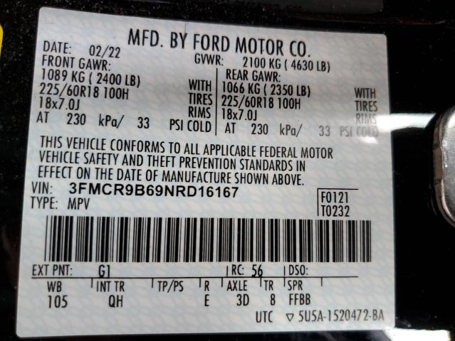 Photo 14 from auction – 2022 FORD BRONCO SPO with VIN 3FMCR9B69NRD16167