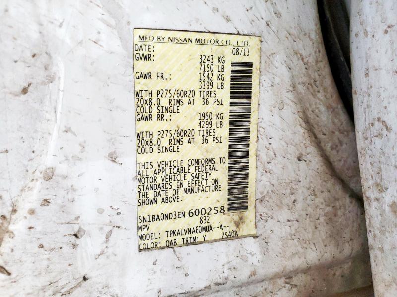 Photo 14 from auction – 2014 NISSAN ARMADA SV with VIN 5N1BA0ND3EN600258